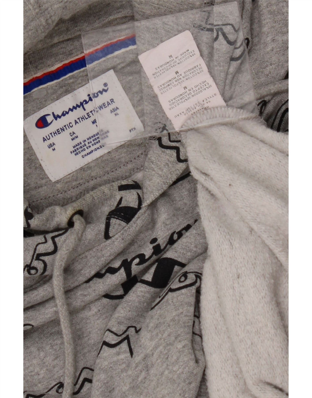 CHAMPION Mens Graphic Hoodie Jumper Medium Grey Cotton