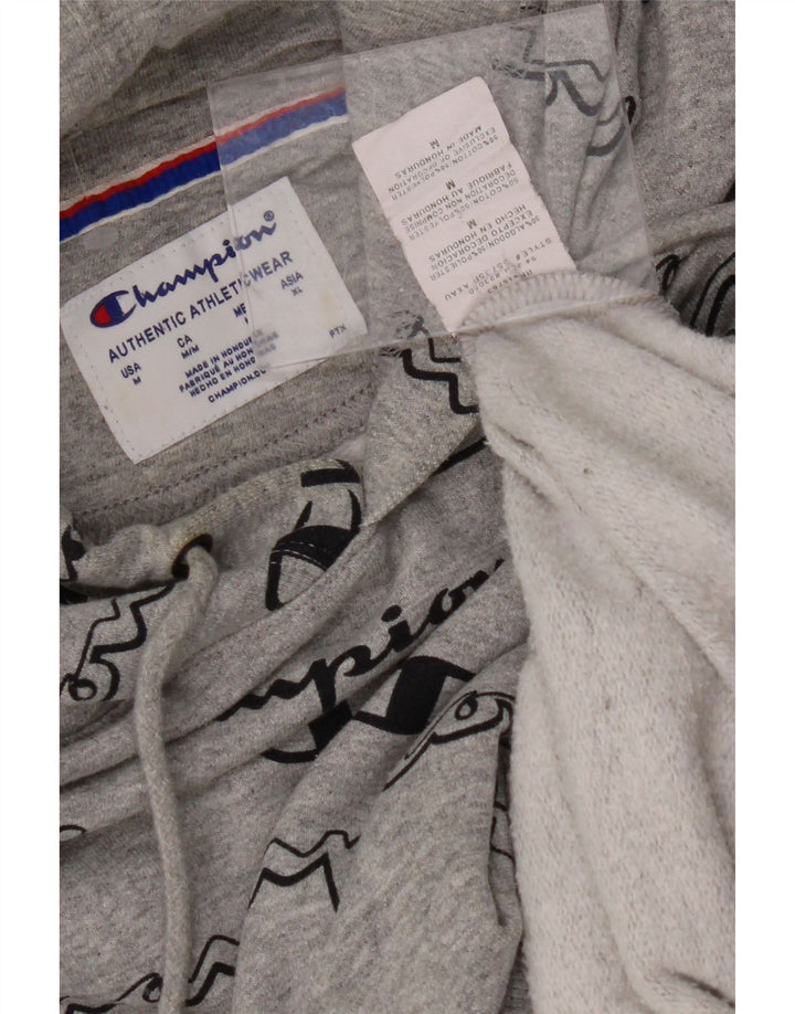 CHAMPION Mens Graphic Hoodie Jumper Medium Grey Cotton
