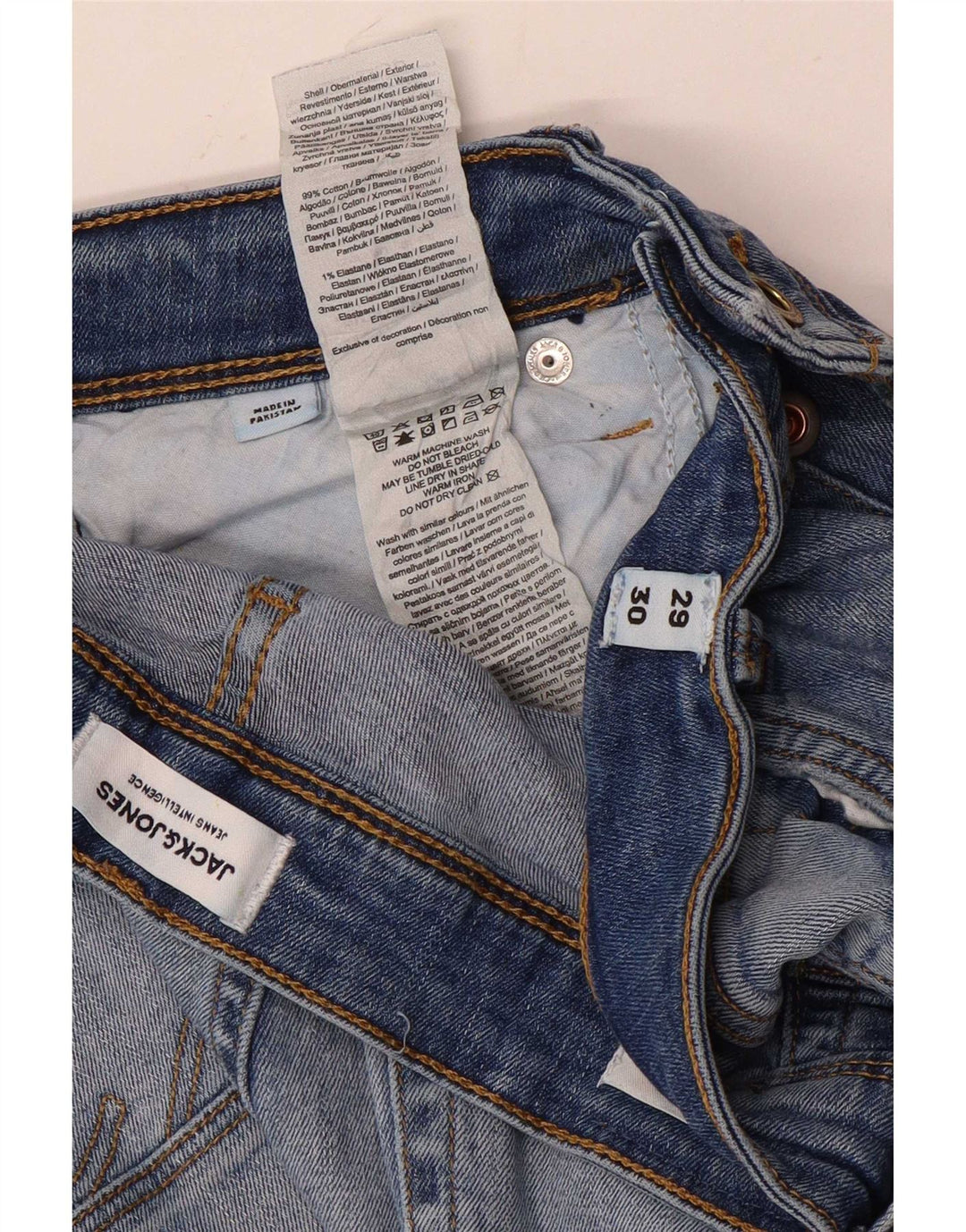 Jack & Jones Herren Distressed Slim Jeans W29 L30 Blaue Baumwolle