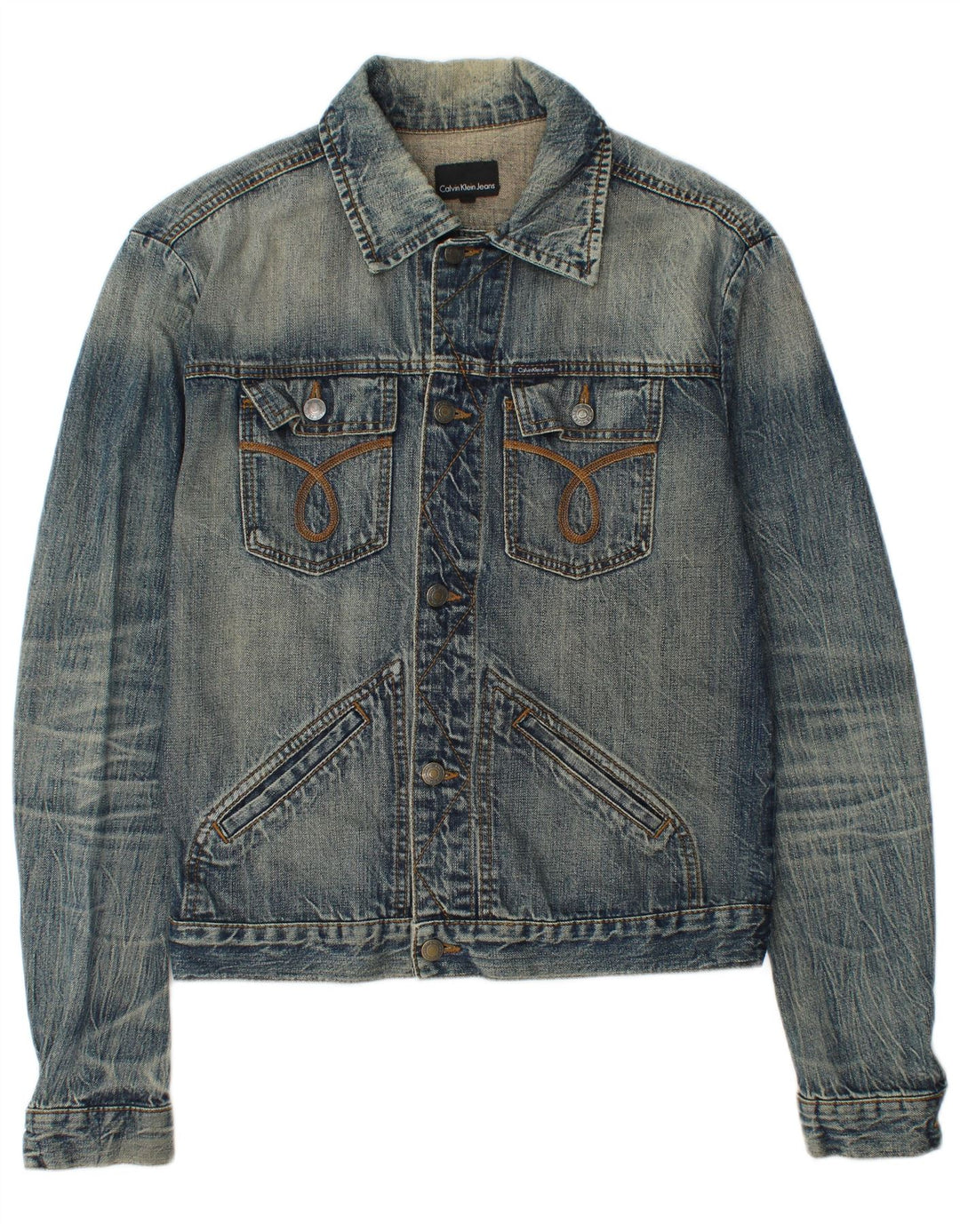 CALVIN KLEIN JEANS Herren Jeansjacke UK 38 Mittelblaue Baumwolle
