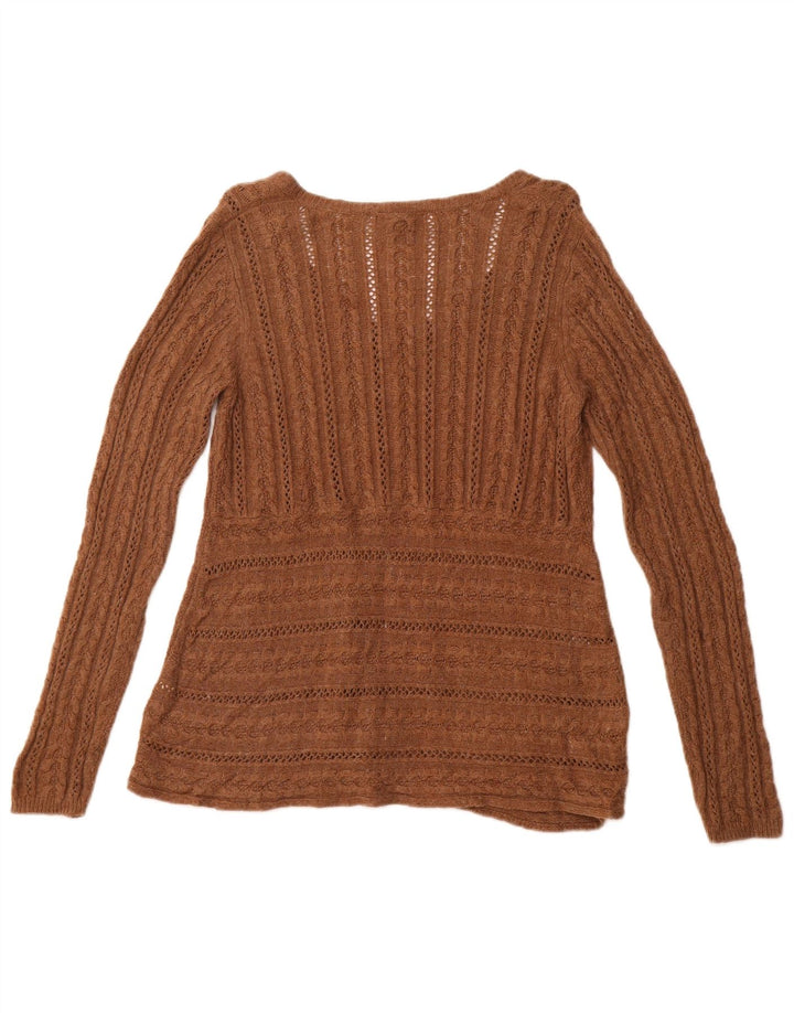 WHITE STUFF Damen-Cardigan-Pullover UK 16 Große braune Viskose