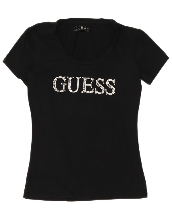 Guess Grafik-T-Shirt für Damen, UK 10, Größe S, Schwarz