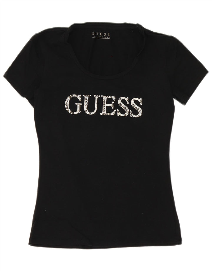 Guess Grafik-T-Shirt für Damen, UK 10, Größe S, Schwarz
