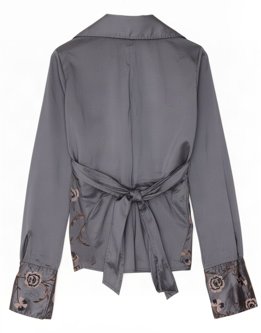 Naracamicie Damen-Hemdbluse, UK 12, Mittelgraues, geblümtes Polyester