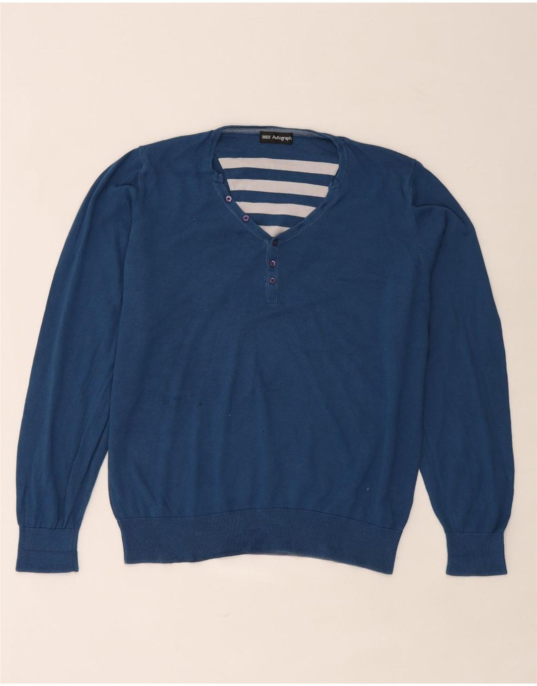 Marks & Spencer Herren Autograph Pullover mit V-Ausschnitt, Größe L, Blau