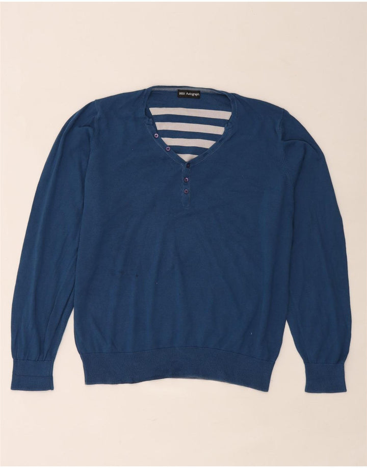 Marks & Spencer Herren Autograph Pullover mit V-Ausschnitt, Größe L, Blau