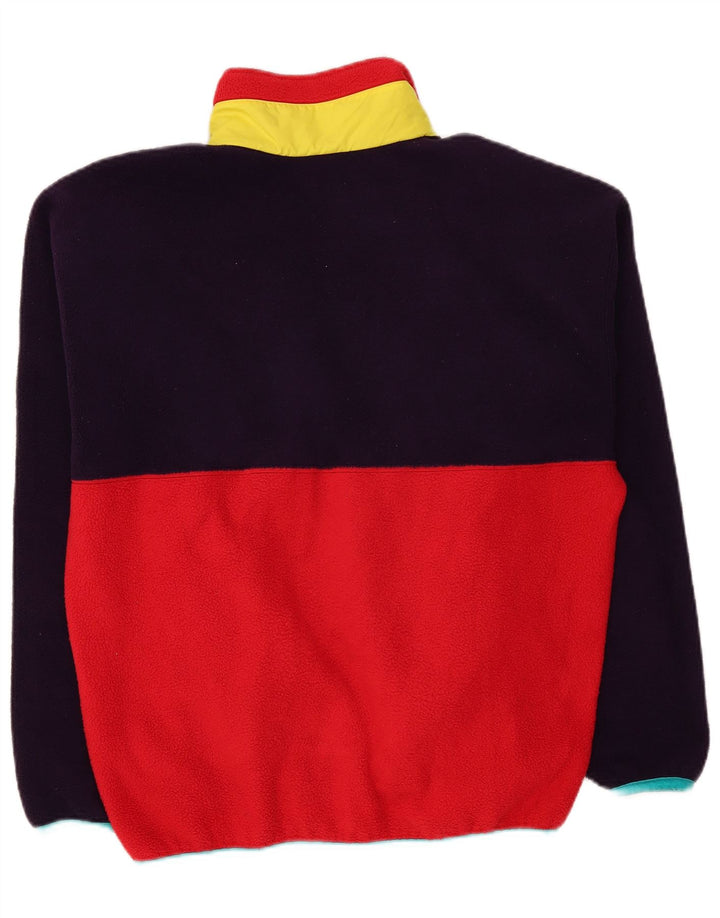 Sergio Tacchini Herren-Fleecepullover mit Knopfkragen, groß, rot, Farbblock