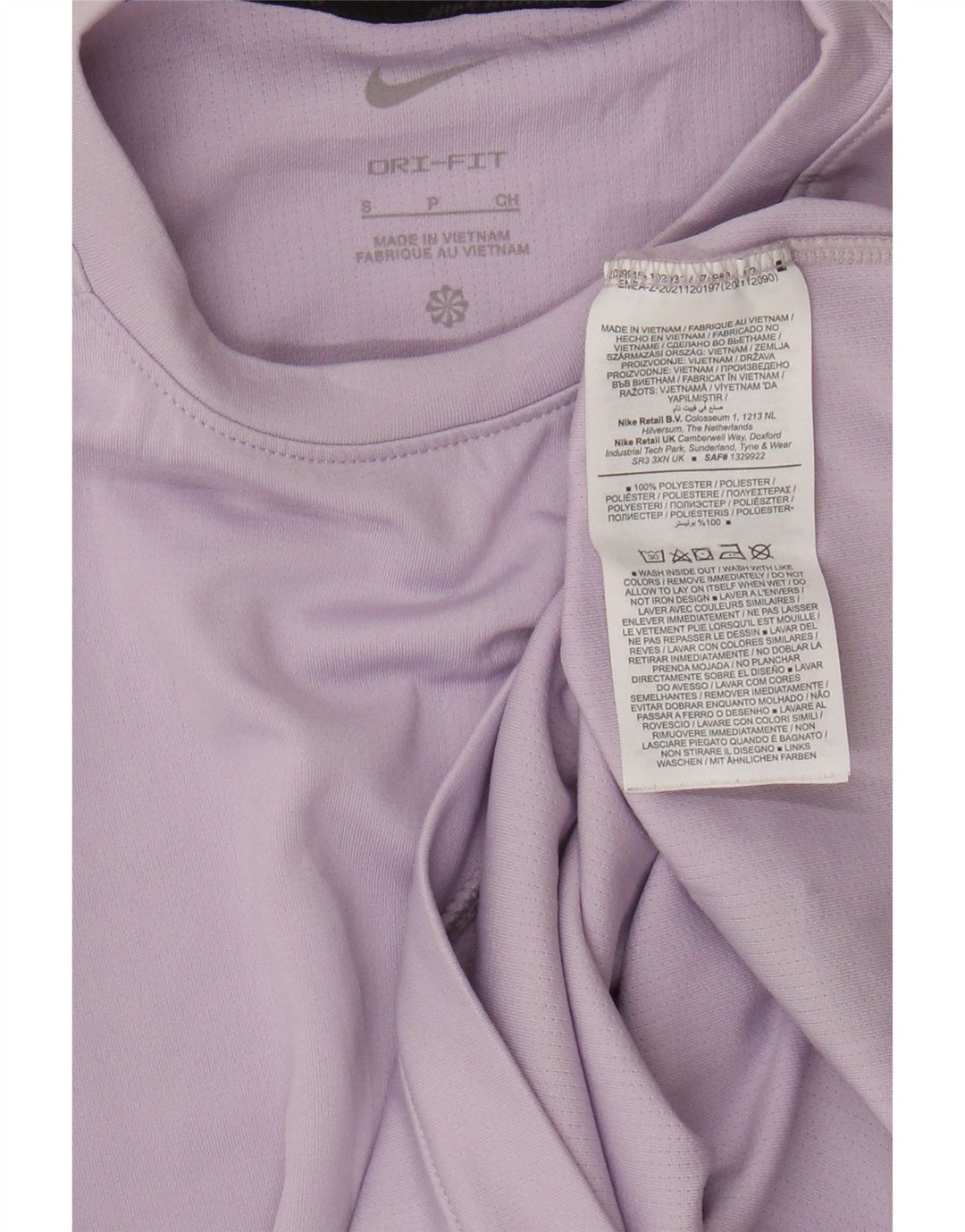 Nike Damen Dri Fit Graphic Top Langarm UK 10 Small Lila Polyester