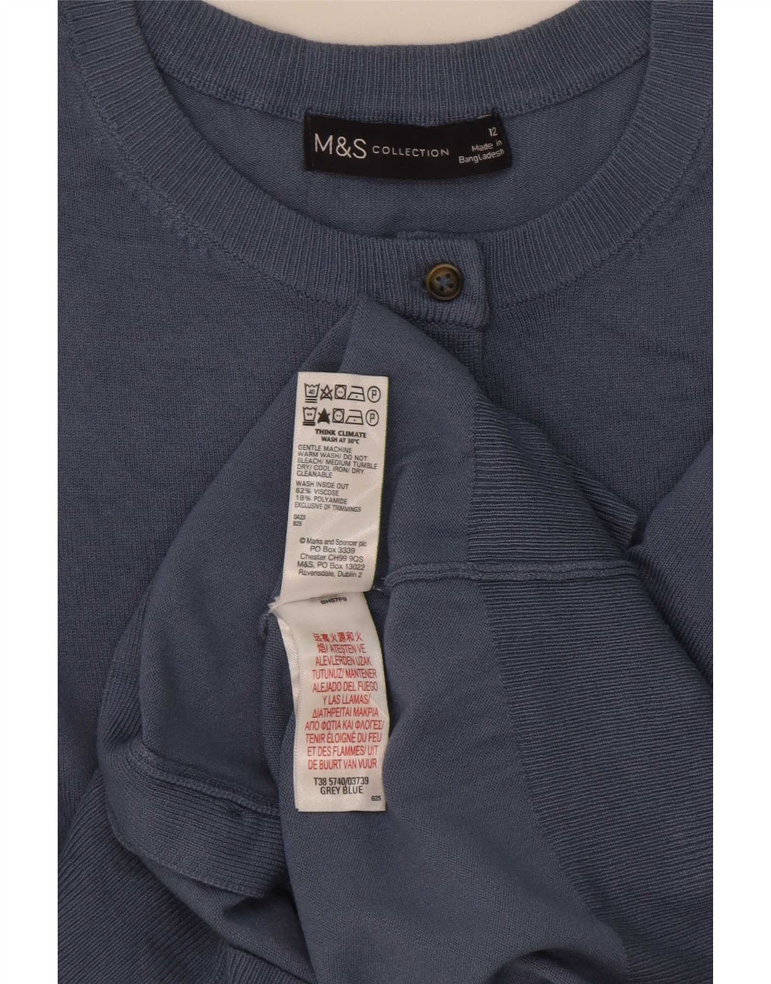 Marks & Spencer Damen-Cardigan-Pullover UK 12 Mittelblaue Viskose