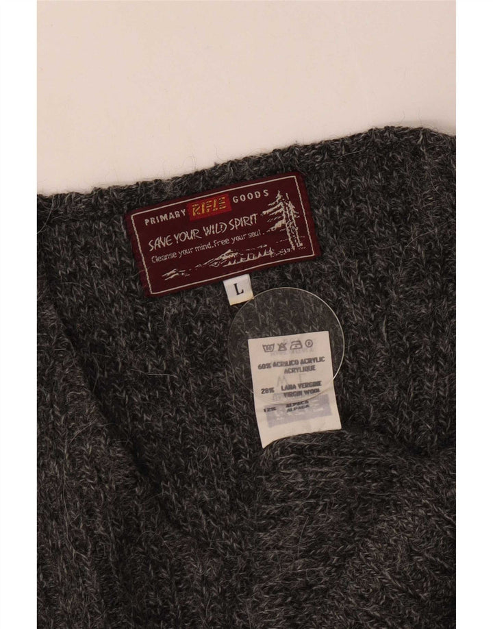 Rifle Herren-Pullover mit V-Ausschnitt, groß, aus grauem Acryl
