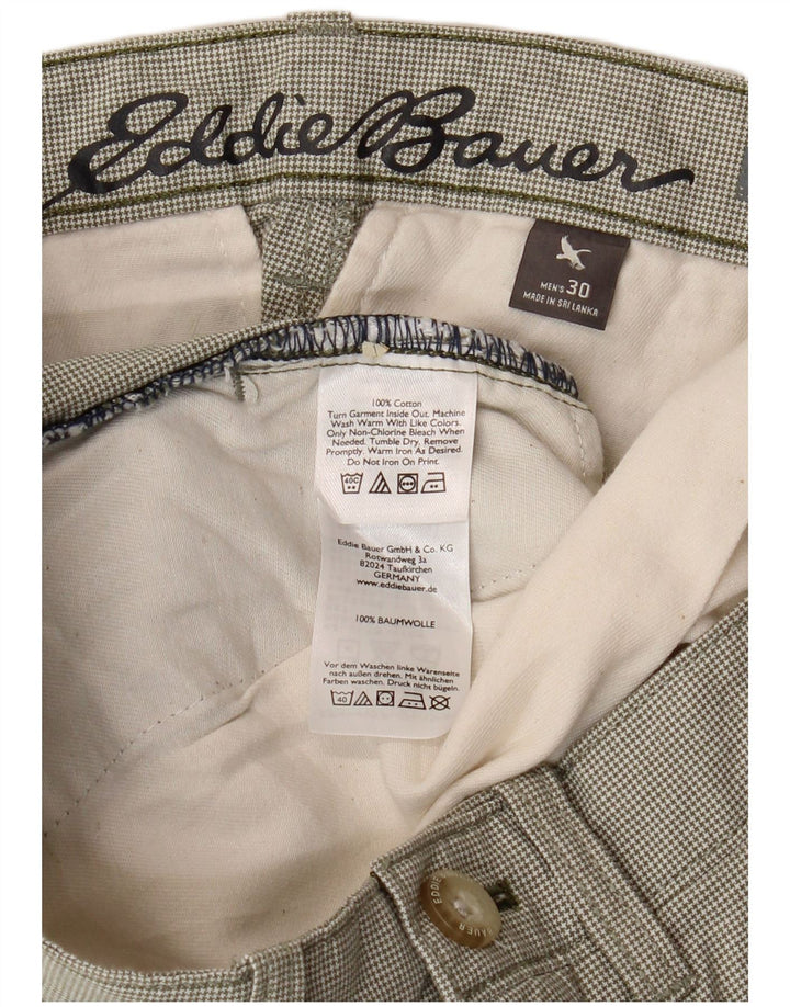 EDDIE BAUER Herren Chino-Shorts W30 Medium Khaki Hahnentritt-Baumwolle