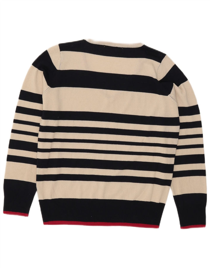 Marks & Spencer Damen-Pullover mit V-Ausschnitt, Gr. 12, mittelgrau, gestreift