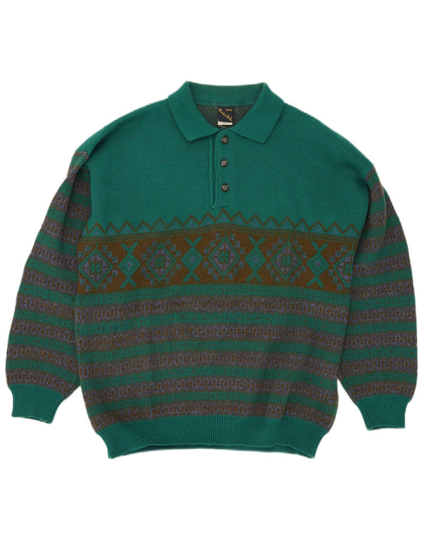 Claude De Pierre Herren Rollkragenpullover Pullover XL Grün Fair Isle Acryl