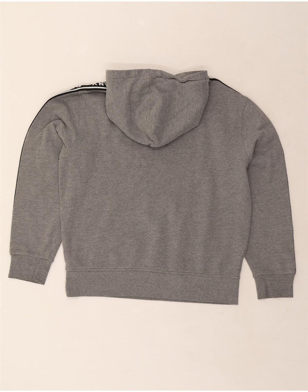 Dkny Womens Graphic Hoodie Pullover UK 14 Mittelgraue Colourblock-Baumwolle