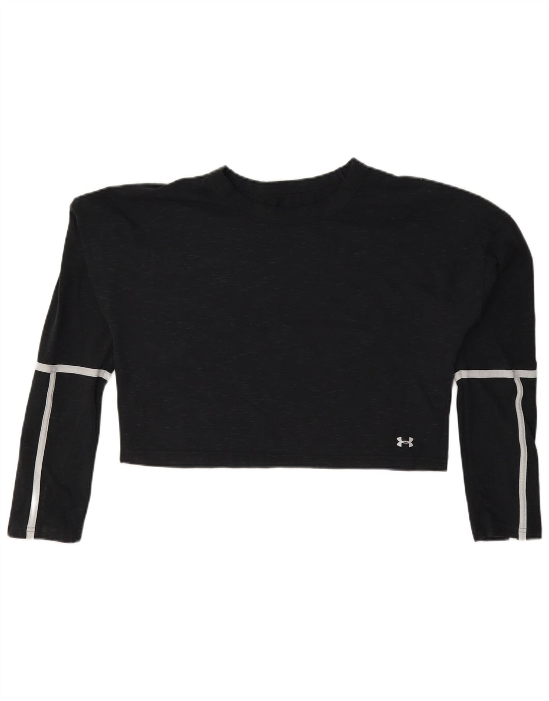 Under Armour Damen Crop Top Langarm UK 14 Mittelschwarze Baumwolle