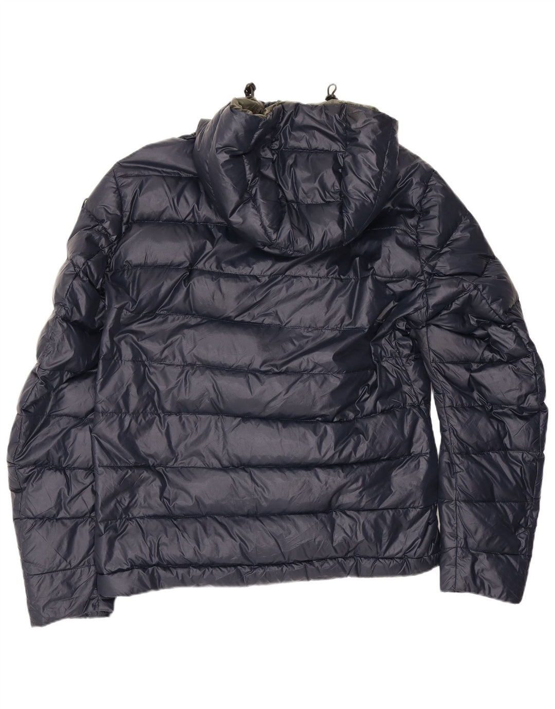 Blauer wattierte Herrenjacke mit Kapuze, UK 40, Größe L, marineblau, Polyamid