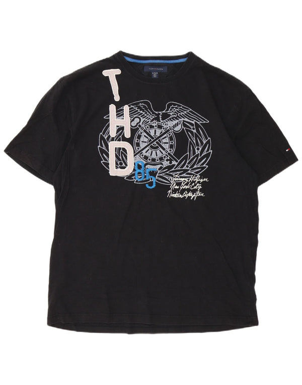 Tommy Hilfiger Herren Grafik T-Shirt Top XL Schwarz Baumwolle