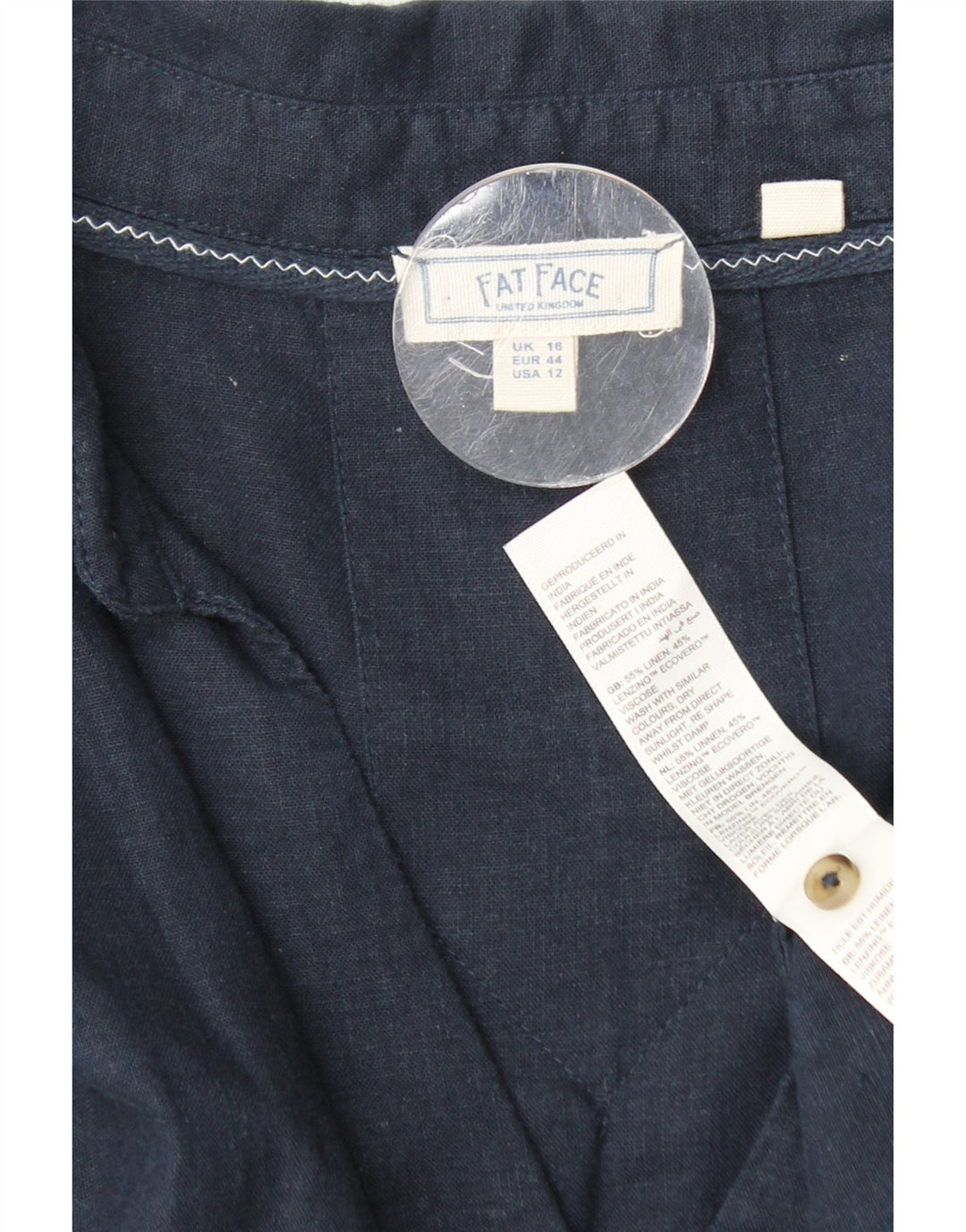 FAT FACE Damen-Pullover-Hemd in Übergröße, Größe 40, Marineblau, Leinen