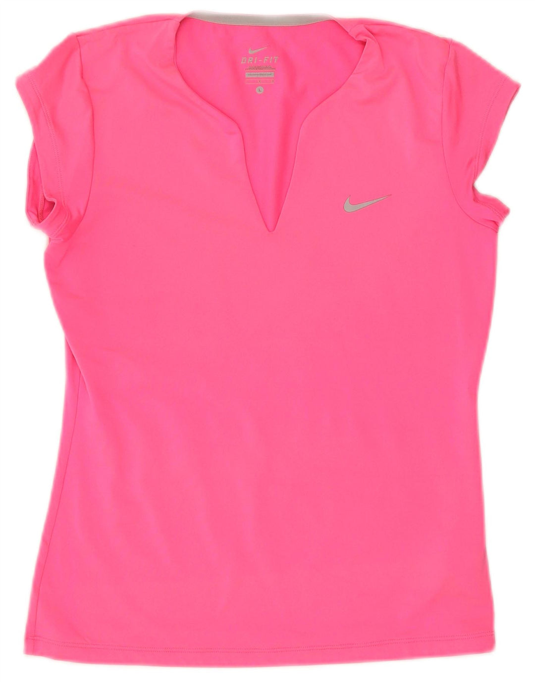 Nike Damen Dri Fit T-Shirt Top UK 16 Large Pink Polyester