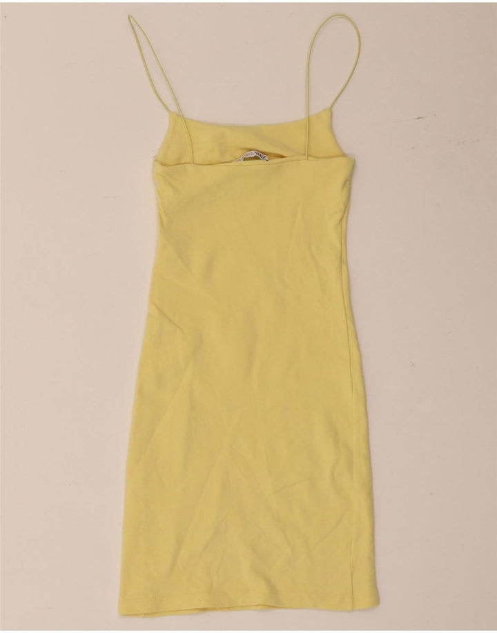Zara Damen Slip Dress UK 8 Small Gelb