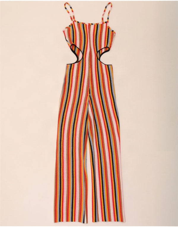 Zara Womens Cut Out Jumpsuit UK 10 Small L30 Mehrfarbig gestreifte Baumwolle