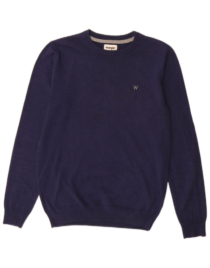 Wrangler Herren-Pullover mit U-Boot-Ausschnitt, mittlere marineblaue Baumwolle