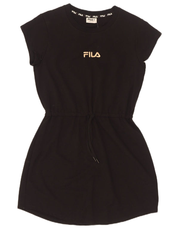 Fila Damen Graphic Basic Kleid UK 14 Mittelschwarze Baumwolle