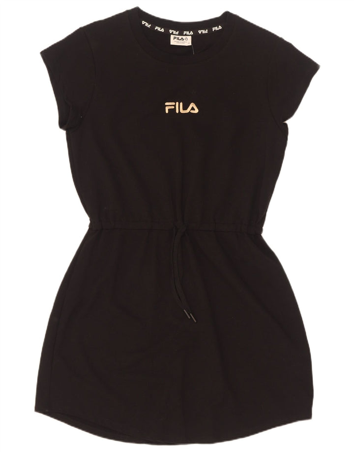 Fila Damen Graphic Basic Kleid UK 14 Mittelschwarze Baumwolle