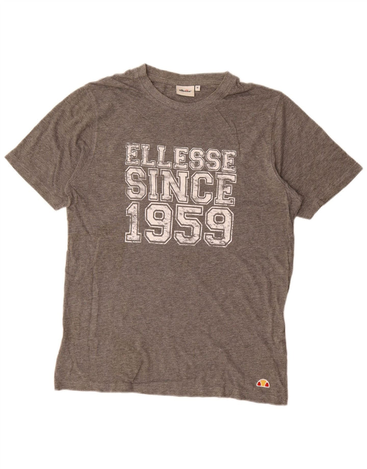 Ellesse Herren-T-Shirt mit Grafik, mittelgrau gesprenkelte Baumwolle