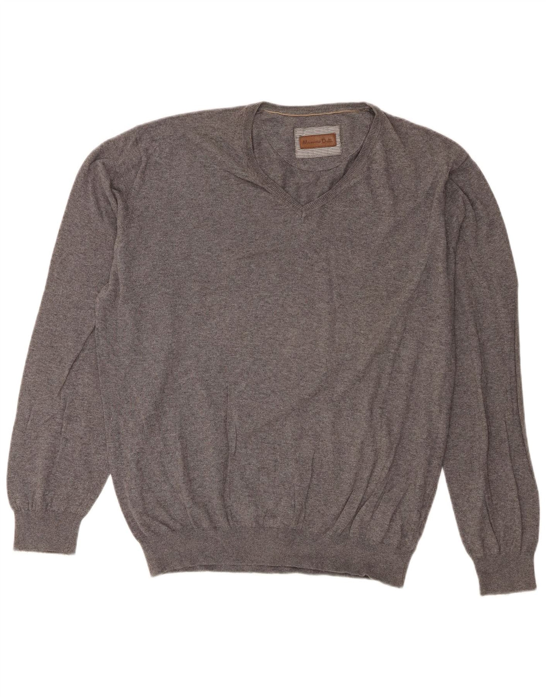 Massimo Dutti Herren-Pullover, reguläre Passform, V-Ausschnitt, 2XL, Grau