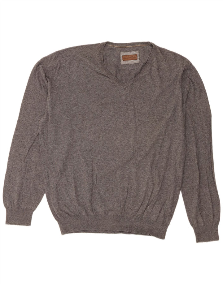 Massimo Dutti Herren-Pullover, reguläre Passform, V-Ausschnitt, 2XL, Grau
