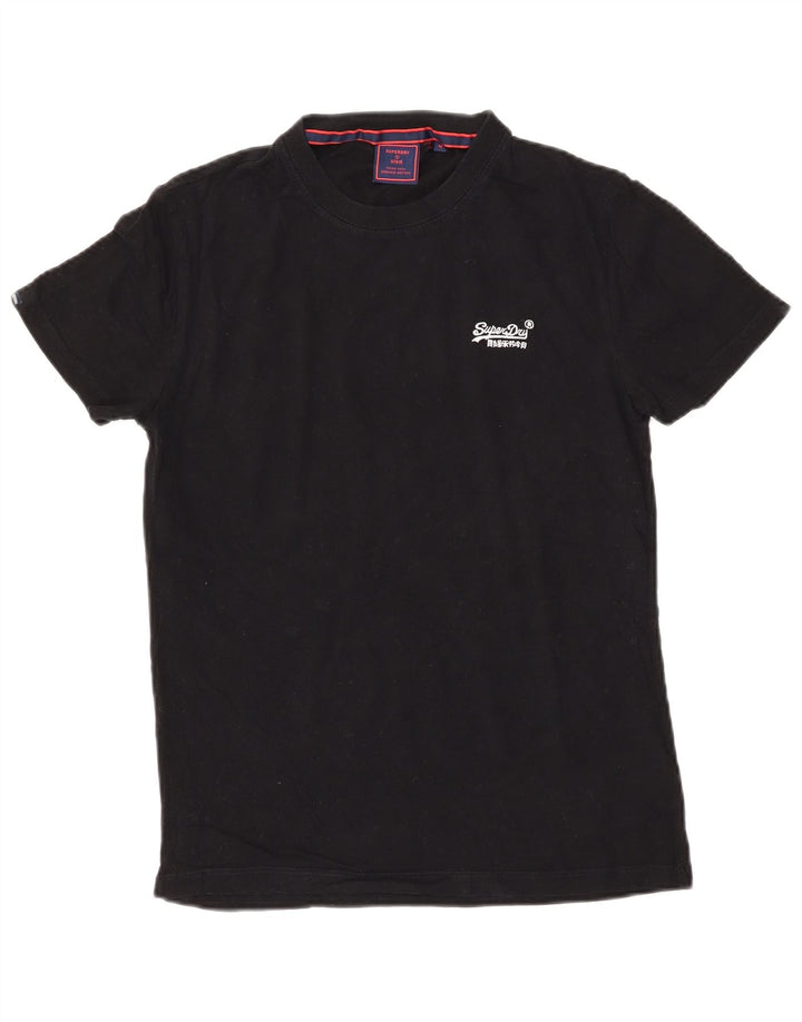 Superdry Herren T-Shirt-Oberteil aus mittelschwarzer Baumwolle