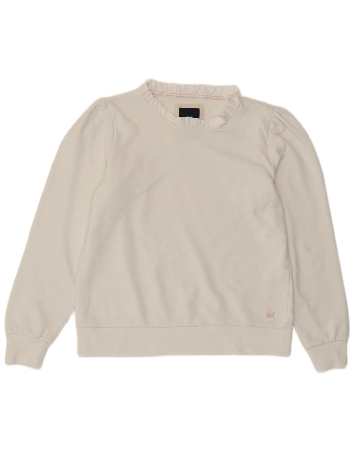 CREW CLOTHING Damen Sweatshirt-Pullover UK 12 Mittelweiße Baumwolle
