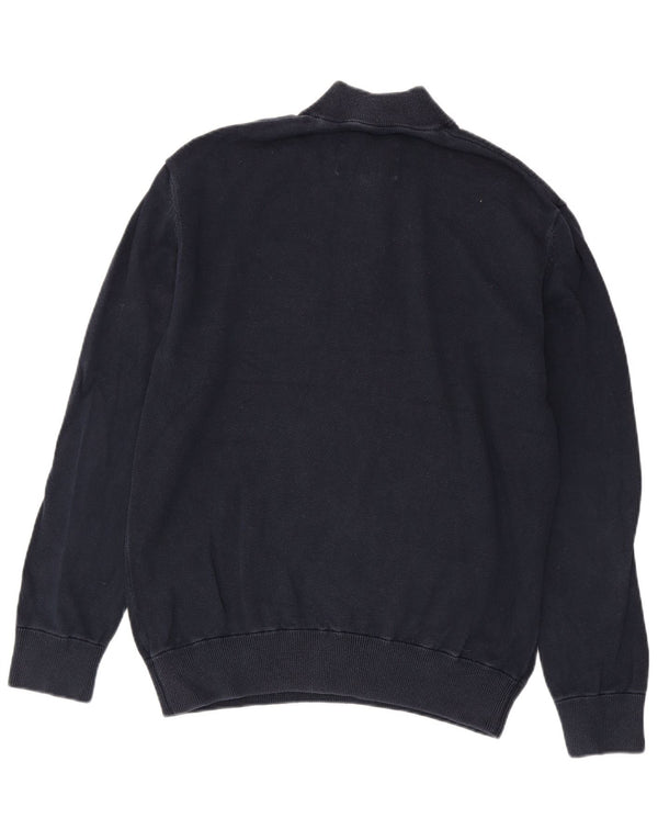 Jack Wills Herren-Pullover mit Reißverschluss am Hals, XL, marineblaue Baumwolle