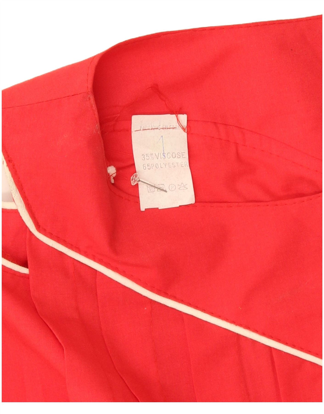 Vintage Damen Off Shoulder Kleid UK 14 Mittelrote Viskose