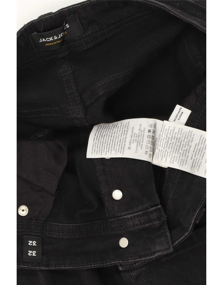 Jack & Jones Herren Straight Jeans W32 L32 Schwarze Baumwolle