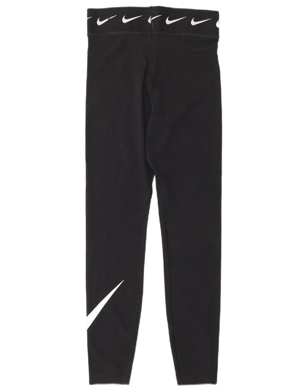 Nike Womens Graphic Leggings UK 10 Small Schwarz Baumwolle