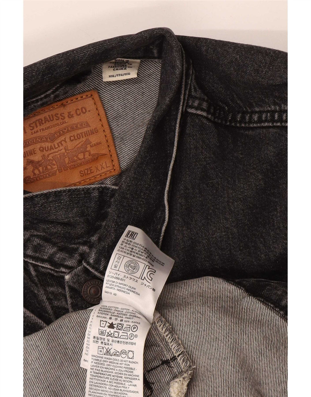 Levi's Herren Jeansjacke UK 44 2XL Schwarz Baumwolle