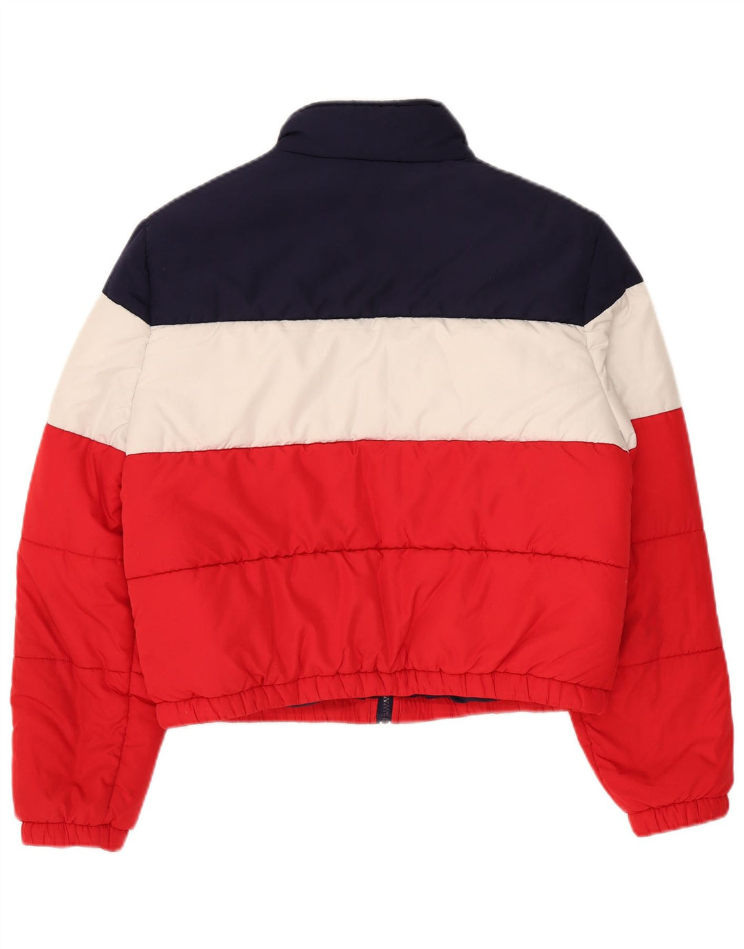 Fila Damen Crop Wattierte Jacke UK 16 Large Mehrfarbiger Farbblock