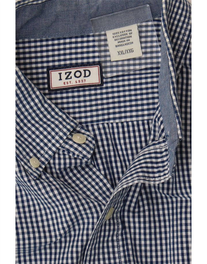 IZOD Mens Shirt 2XL Navy Blue Gingham Cotton Vintage Izod and Second-Hand Izod from Messina Hembry 