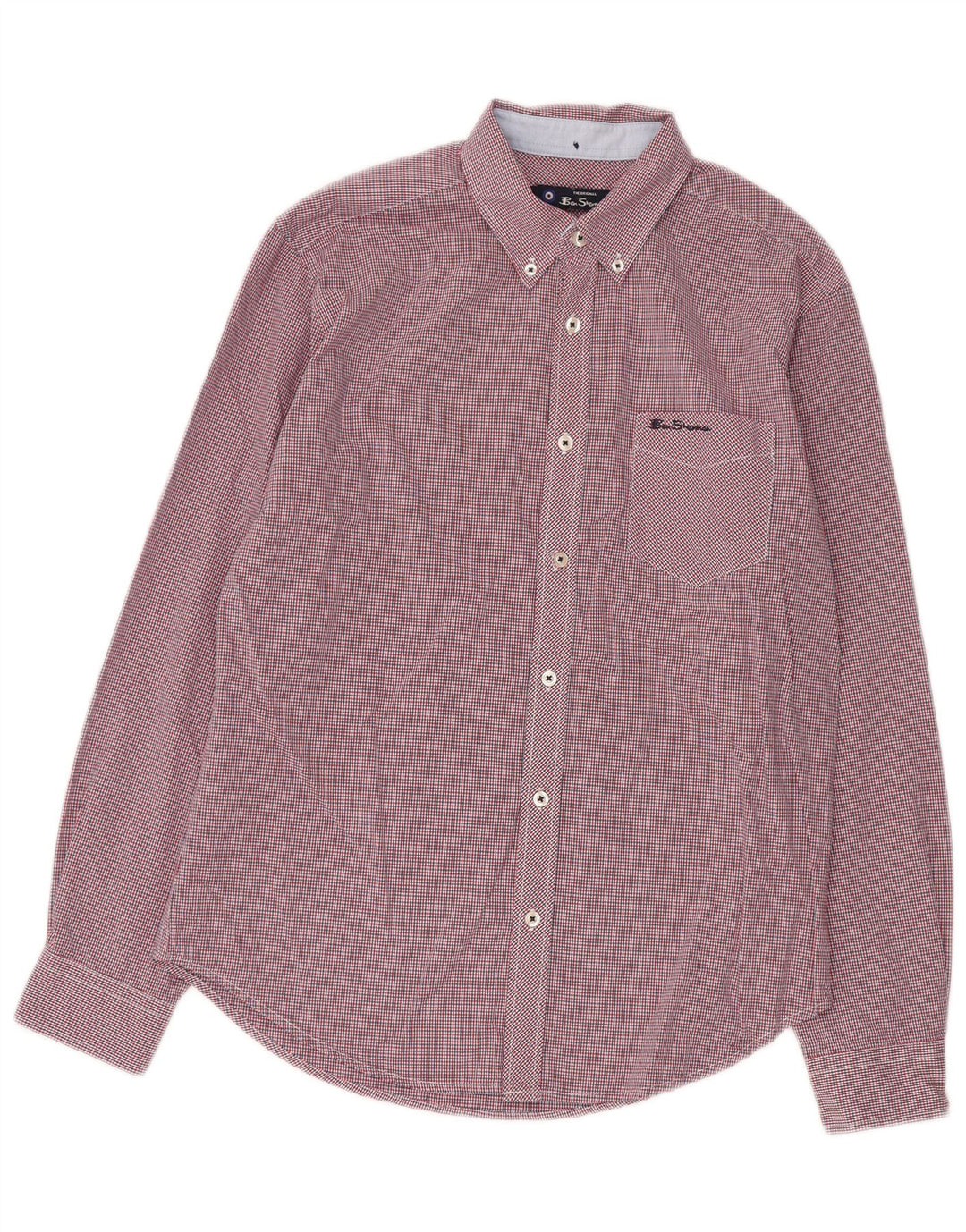 Ben Sherman Herrenhemd aus mittelroter Karo-Baumwolle