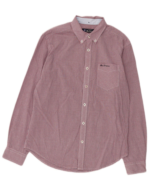 Ben Sherman Herrenhemd aus mittelroter Karo-Baumwolle
