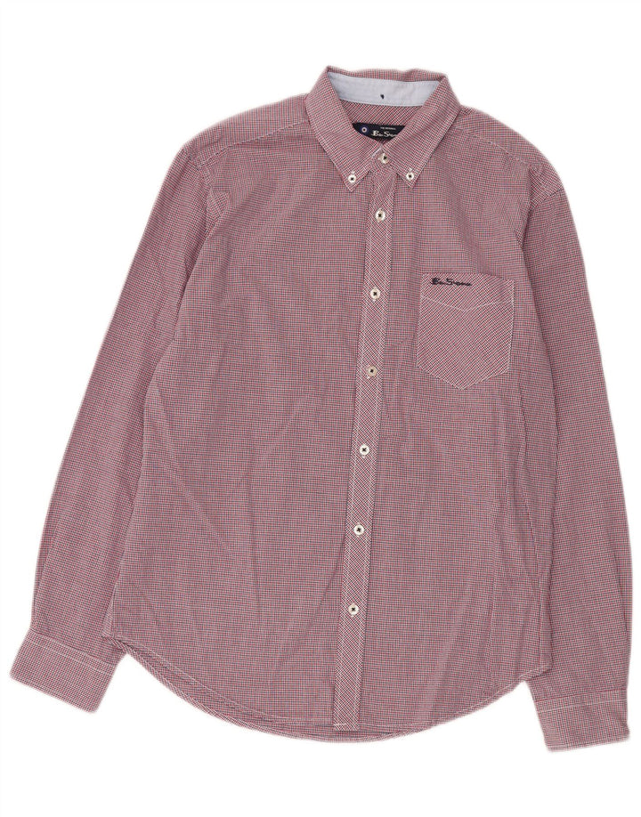 Ben Sherman Herrenhemd aus mittelroter Karo-Baumwolle