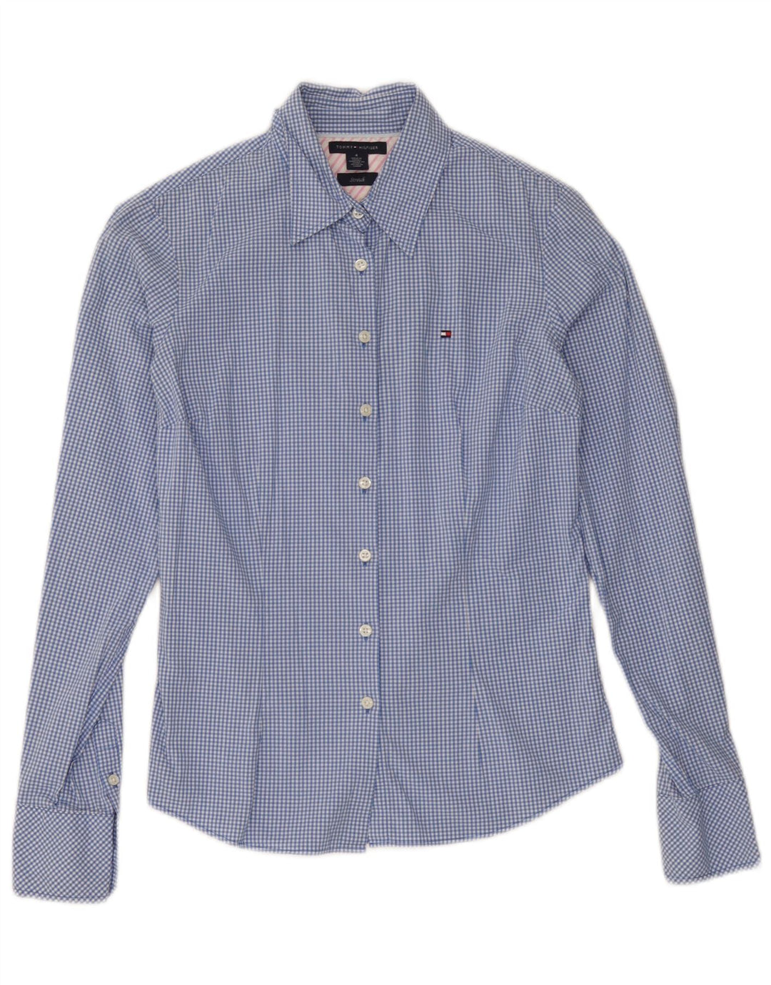 Tommy Hilfiger Damenhemd US 4 Small Blue Gingham Cotton