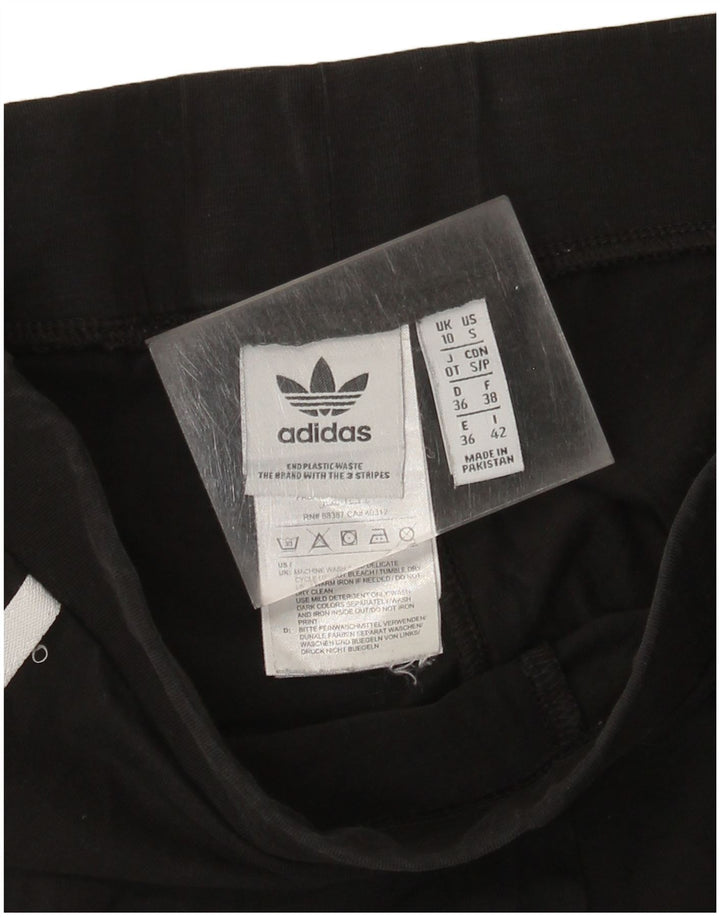 Adidas Damen Leggings UK 10 Small Schwarz Baumwolle