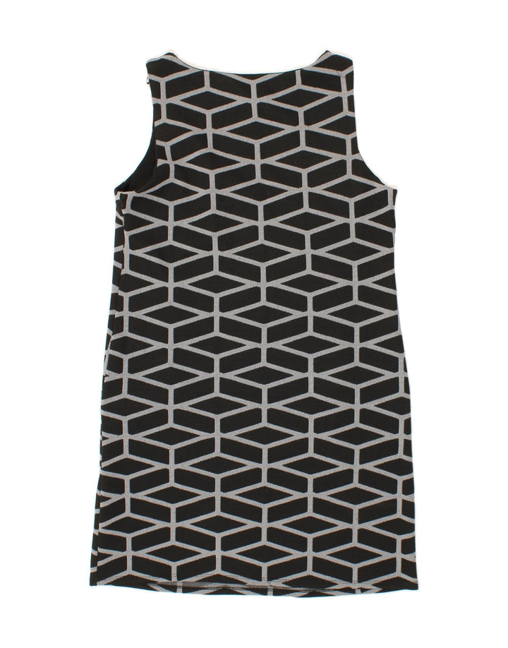 WALLIS Womens Sleeveless Sheath Dress UK 12 Medium  Black Geometric Vintage Wallis and Second-Hand Wallis from Messina Hembry 