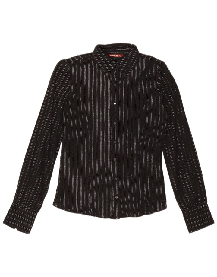 Carrera Damen-Hemd UK 10 Small Schwarz gestreift aus Baumwolle