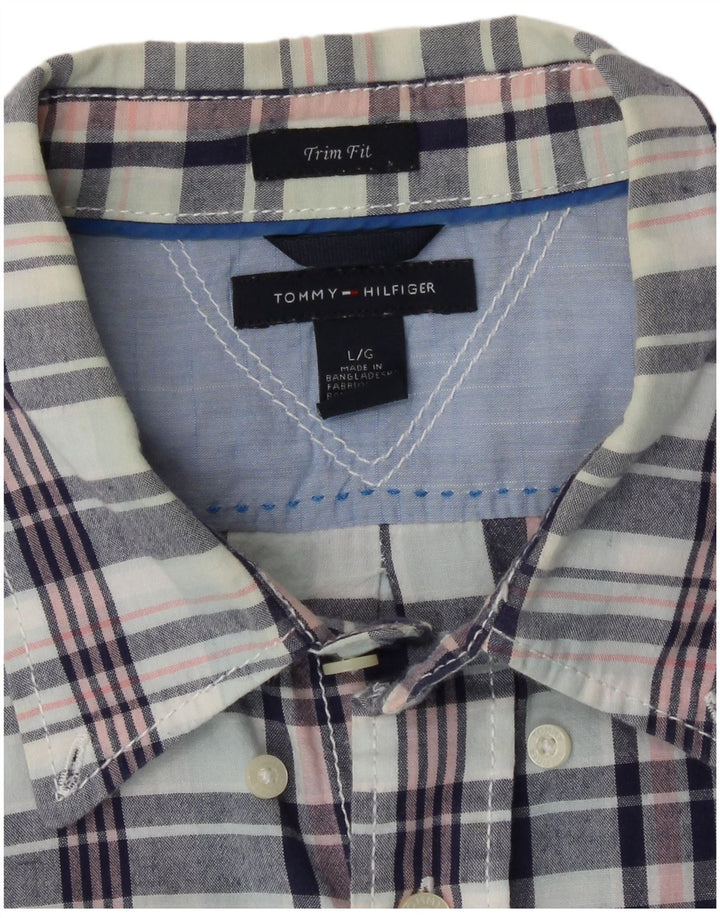 Tommy Hilfiger Herrenhemd, groß, blau kariert, Baumwolle