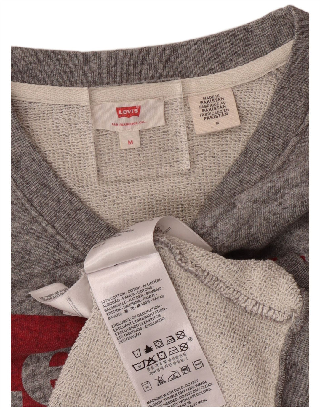 Levi's Damen Grafik-Sweatshirt-Pullover UK 14 Mittelgraue Baumwolle