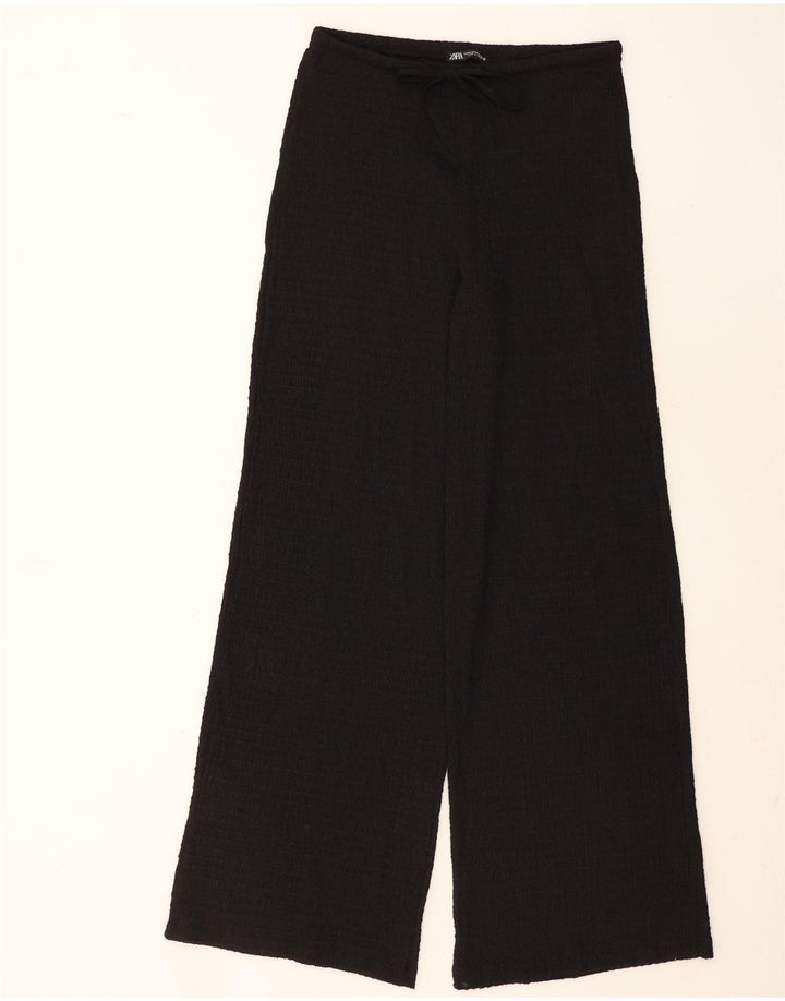 Zara Damen-Freizeithose mit weitem Bein, Größe M, W28, L31, Schwarz, Polyester